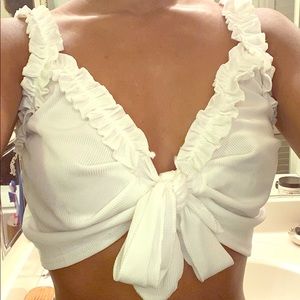 White rib ruffle bralet💖